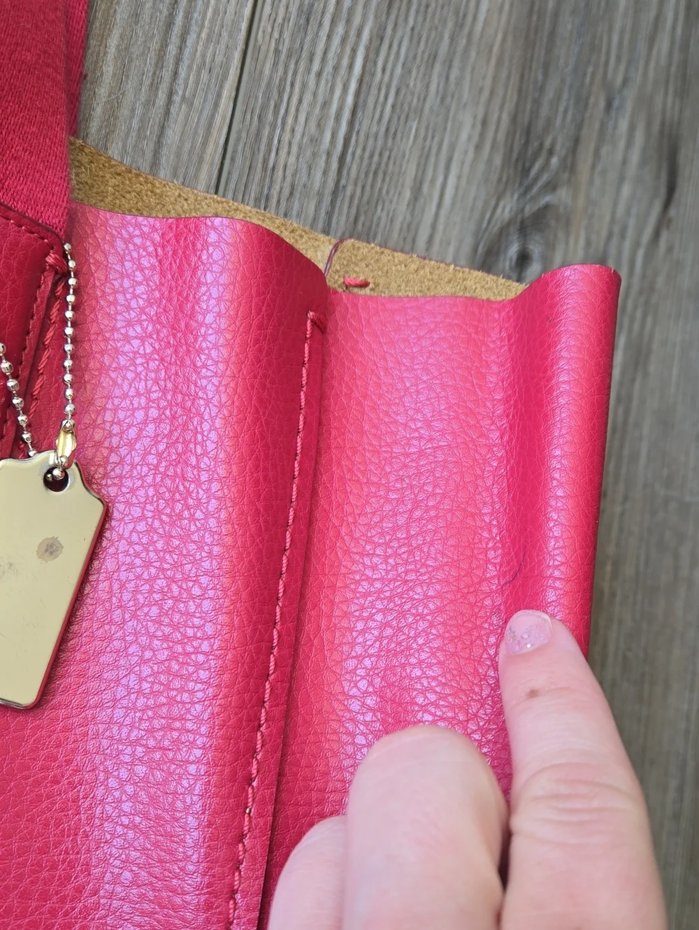 Coach Red Pebbled Leather Derby Tote Bag